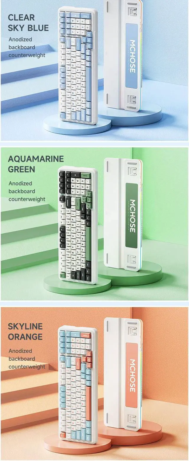 Alt view image 7 of 7 - Mechanical Gaming Keyboard, RGB Backlit Wired Keyboard with Blue Switches & ABS Keycaps, Splash-Proof Function with Ergonomic Design, White BT/ 98 keys 6000mah Battery