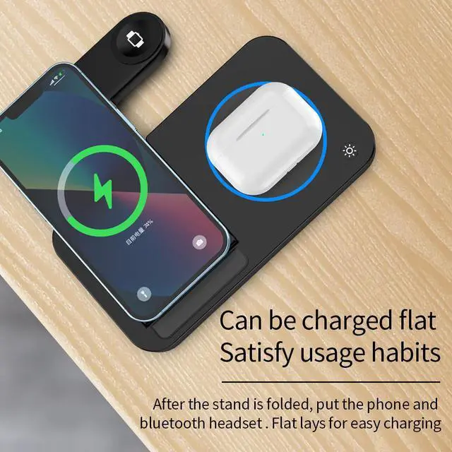 Alt view image 2 of 7 - DQDRM All-in-One Magnetic Wireless Charging Stand: Fast Charge iPhone 16/15 Pro, Apple Watch 8/7 & AirPods Simultaneously