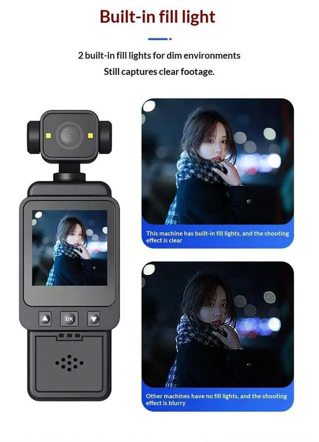 Alt view image 3 of 7 - DQDRM 1080P Outdoor Sports Camera Meeting Recorder Portable Pocket Cycling Sports Anti-Shake Camcorder