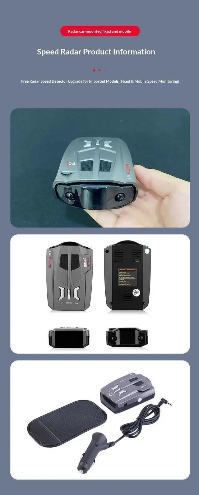 Alt view image 4 of 7 - DQDRM Electronic dog in-vehicle radar speed detection and warning device, speed detection camera, in-vehicle mobile speed detection radar, in-vehicle laser radar speed detector
