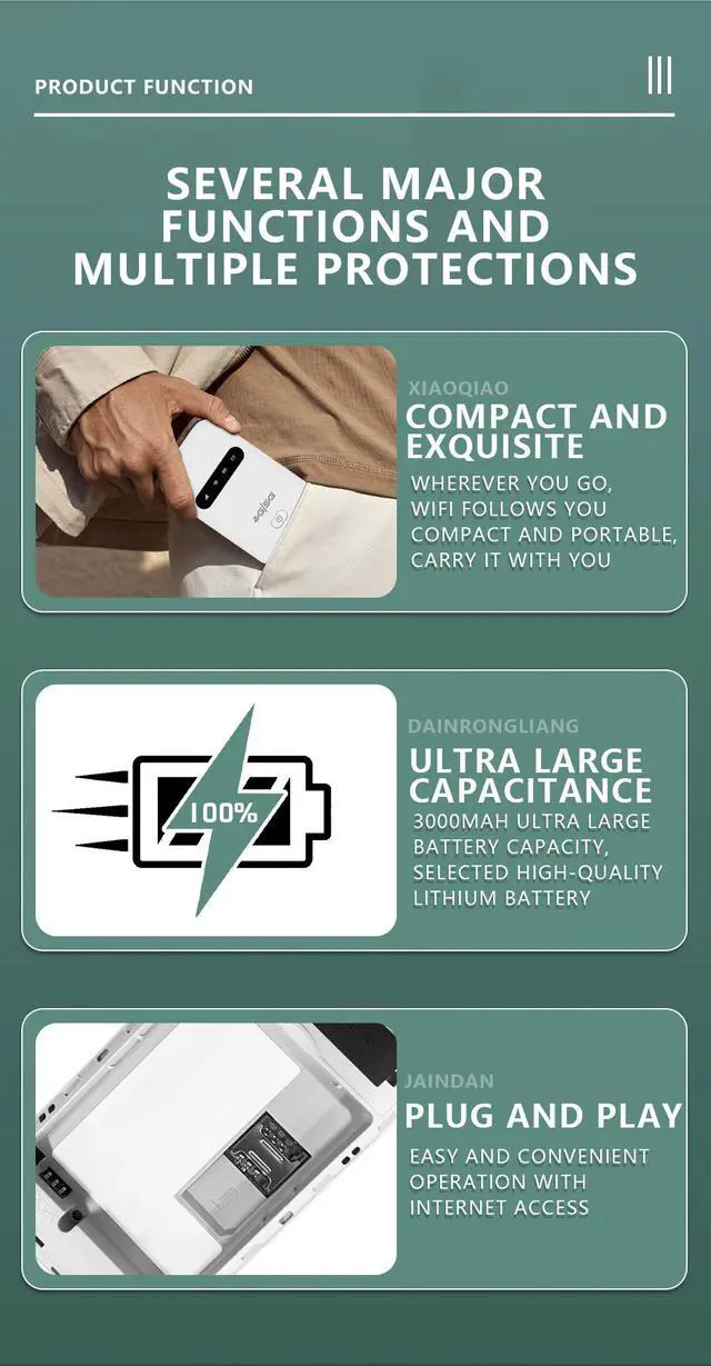 Alt view image 6 of 7 - 4G portable WiFi, mobile MIFI, portable wireless router with SIM card slot