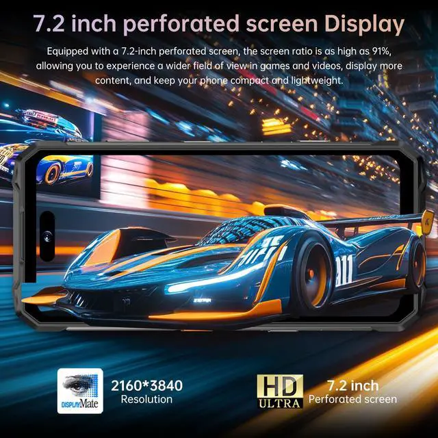 Alt view image 3 of 7 - 6.8 inch 12G 256GB 10 core battery capacity of 10000mA cell phone IP68/IP68K triple protection waterproof technology shockproof and dustproof large battery, supports NFC infrared remote control phone