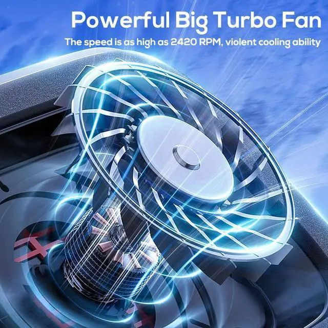 Alt view image 3 of 7 - MEMO Gaming Laptop Cooler Turbo Fan Stand Compressed Air-Cooling Pad for Notebook 14-19 Advanced Seal Foam Heat Dissipation with RGB Lighting, 7-Level Adjustment, Dust Protection