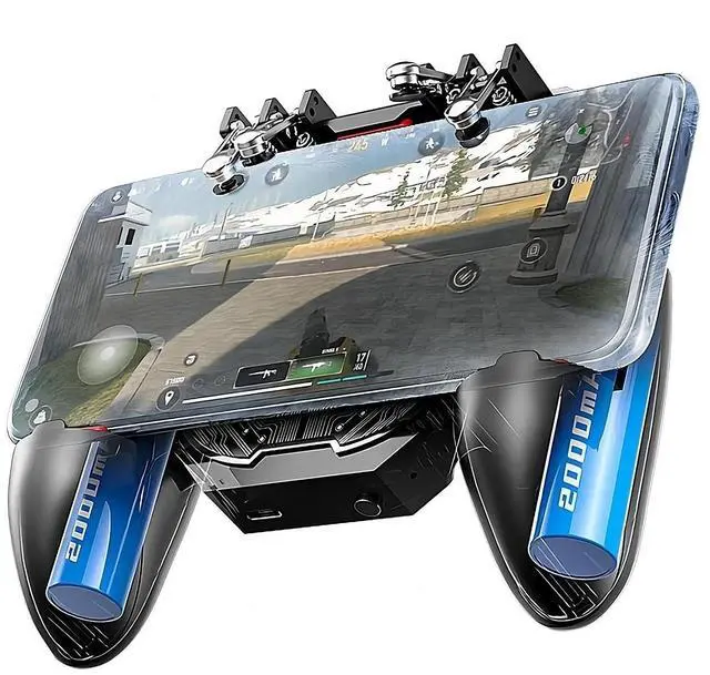 Main image of MEMO Mobile Game Controller Cooling Phone Gamepad 4 Trigger 6 Finger Operation Grip 4000 mAh Built-in battery Rechargeable for iPhone, Samsung, Oneplus, Pixel, compatible with PUBG CoD Warzone Mobile