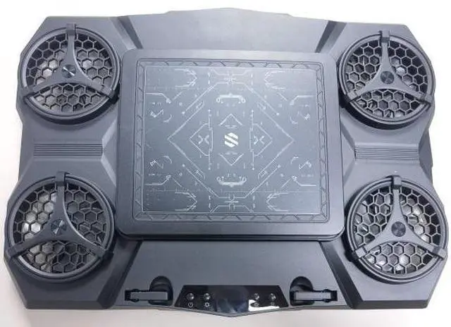 Alt view image 7 of 7 - Gaming Laptop Cooler Semiconductor Stand Dual-Mode Thermoelectric & Fan System Notebook 12-17 Cooling Pad with RGB, Phone Holder, Adjustable Speed, 2-Port USB Hub - Conquer Lag, Stay Cool, Black