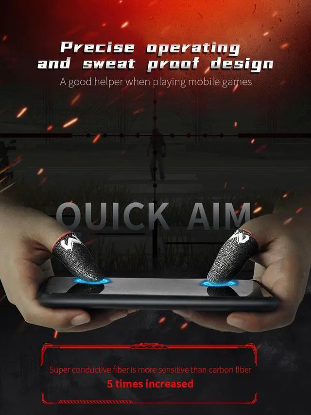 Alt view image 2 of 7 - MEMO Mobile Game Finger Caps Non-Slip Touch Screen Gloves Anti-Sweat Sleeves Shoot Aim Thumb Cover Phone Accessories for CoD Warzone, Free Fire, PUBG, LOL Wild Rift, iOS, Android (3 Pairs)
