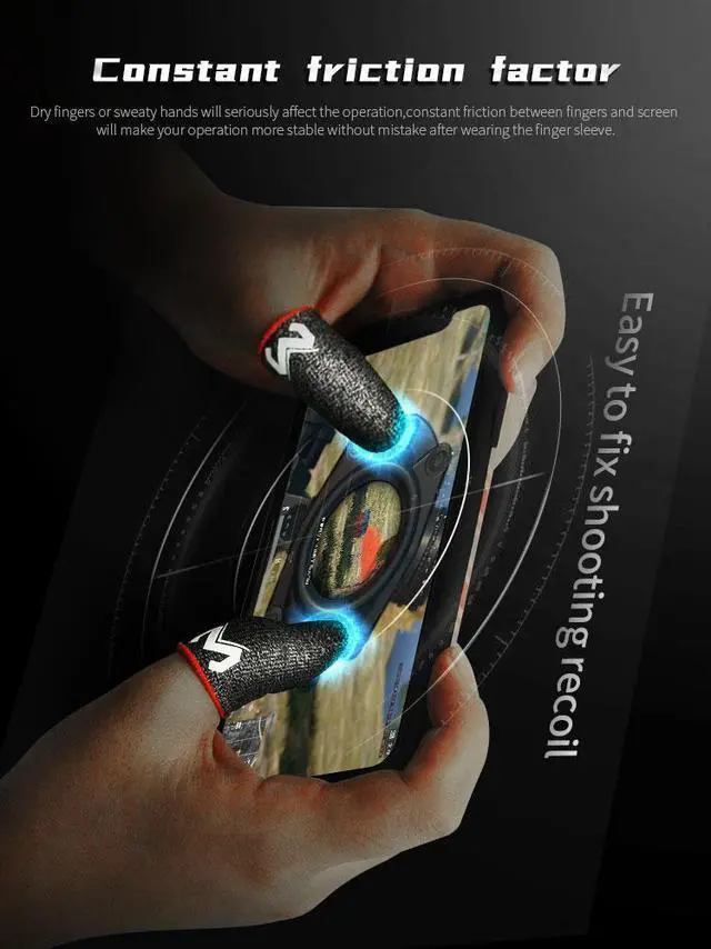 Alt view image 4 of 7 - MEMO Mobile Game Finger Caps Non-Slip Touch Screen Gloves Anti-Sweat Sleeves Shoot Aim Thumb Cover Phone Accessories for CoD Warzone, Free Fire, PUBG, LOL Wild Rift, iOS, Android (3 Pairs)