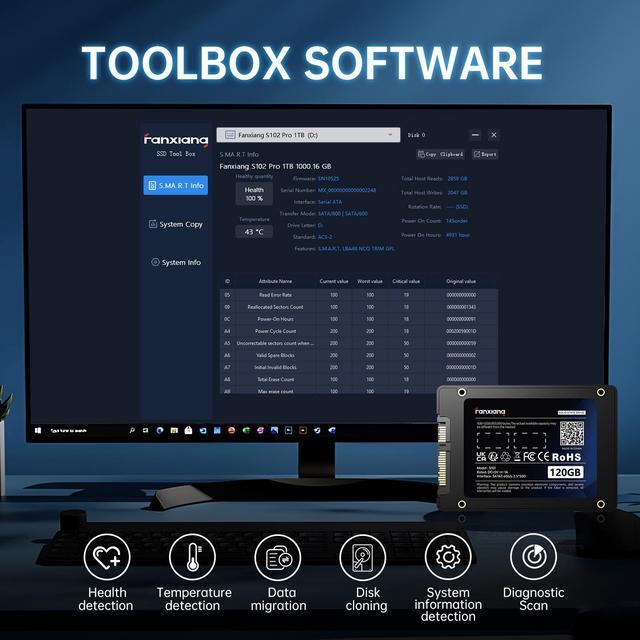 Alt view image 5 of 7 - fanxiang 256GB SSD SATA III 2.5" Internal Solid State Drive , 3D NAND TLC, Up to 550MB/s, Compatible with Laptops and PC Desktops
