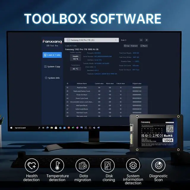Alt view image 6 of 7 - Fanxiang 128GB SSD SATA III 2.5" Internal Solid State Drive, 3D NAND TLC, Up to 550MB/s, Compatible with laptops and PC Desktops