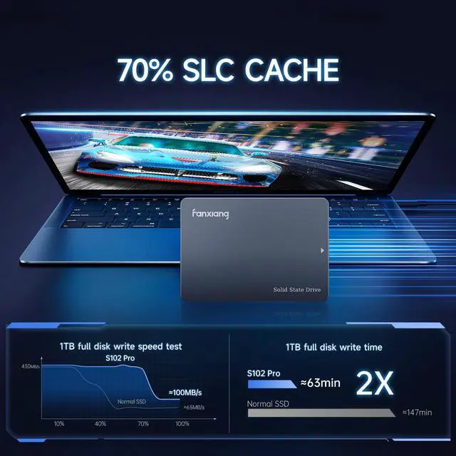 Alt view image 2 of 7 - fanxiang S102 Pro 500GB SSD SATA III 6Gb/s 2.5" SSD Internal Solid State Drive, Read Speed up to 560MB/s, Aluminum Shell, Compatible with Laptop and PC Desktops