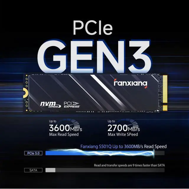 Alt view image 2 of 7 - fanxiang S501Q SSD 512GB PCle 3.0x4 Internal Solid State Drive, NVMe M.2 2280 Internal Solid State Drive, SLC Cache 3D NAND QLC Up to 3200MB/s for Laptop and PC Desktops