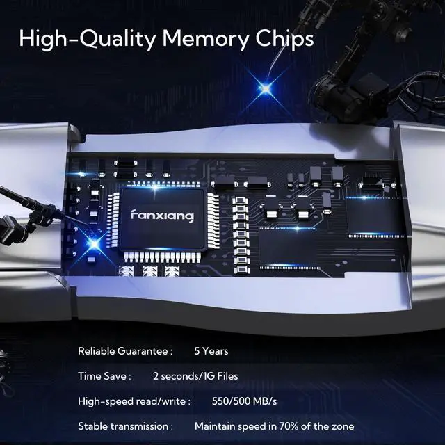 Alt view image 5 of 7 - Fanxiang 512GB External SSD USB Drive Up to 550MB/s USB A 3.2 Gen2 Solid State Drive Thumb Drive Stick SSD for Students and Professionals Compatible with Windows/Mac USB Flash Drive