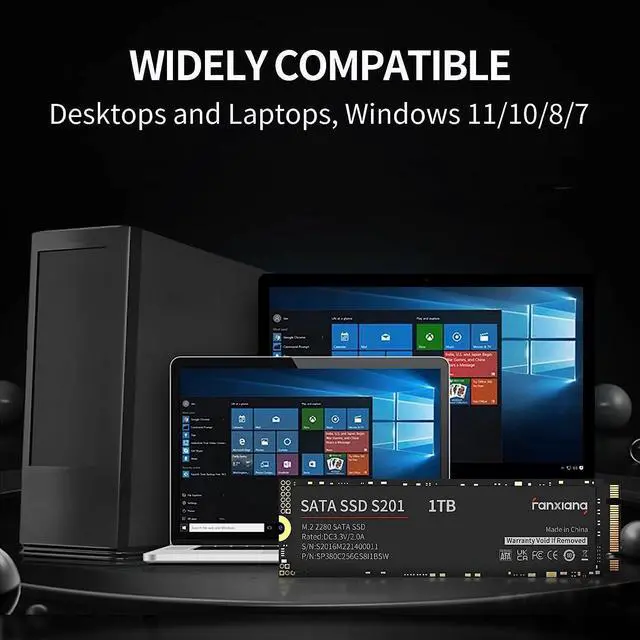 Alt view image 3 of 7 - Fanxiang 512GB SSD M.2 2280 SATA Internal Solid State Drive, NGFF SATA III SSD Drive , Up to 550MB/s 6Gb/s,3D Nand TLC , Compatible with Laptop and PC Desktop