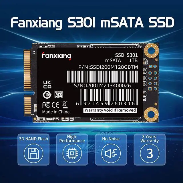 Alt view image 4 of 7 - Fanxiang mSATA SSD 1TB 3D NAND SATA III ,3D NAND TLC Mini SATA III Internal Solid State Drive ,up to 550MB/s 6Gb/s,For PC /Desktop/ Laptop