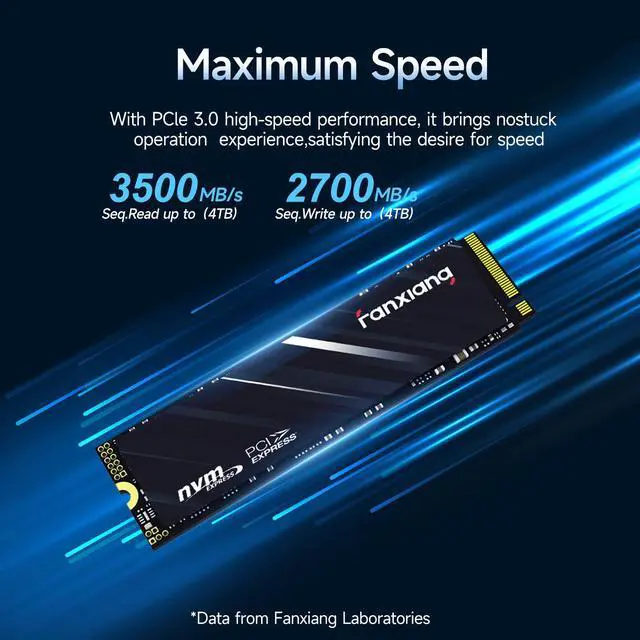 Alt view image 2 of 7 - Fanxiang 4TB NVMe M.2 SSD PCle Gen 3.0x4 SSD Drive, 2280 Internal Solid State Drive, SLC Cache 3D NAND, Up to 3200MB/s for Laptop / PC / Desktops S501Q