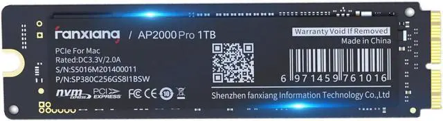Main image of Fanxiang 2TB MAC SSD NVMe PCIe Gen3x4 3D NAND TLC Read Up to 3500MB/s Compatible with Apple MacBook Air (2013-2015, 2017), MacBook Pro (2013-2015), iMac (2013-2017), Mac Pro (2013), Mac Mini (2014)