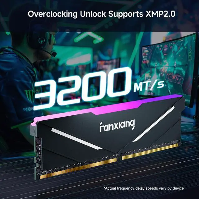 Alt view image 2 of 7 - Fanxiang RGB 32GB (2 x 16GB) 288-Pin PC RAM DDR4 3200 (PC4 25600) Desktop Memory for Intel XMP2.0 PC Gaming Computer Memory Module Kit
