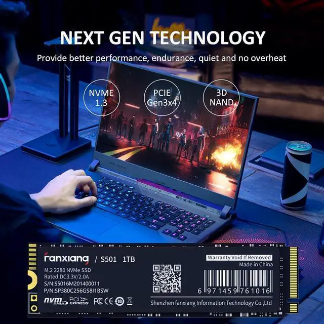 Alt view image 4 of 7 - Fanxiang M.2 2280 SSD 256GB PCIe Gen 3.0 x4 SSD Drive 3D NAND 1.3 B-Key M2 NVMe TLC Internal Solid State Drive , Upgrade Storage for PC/Laptops