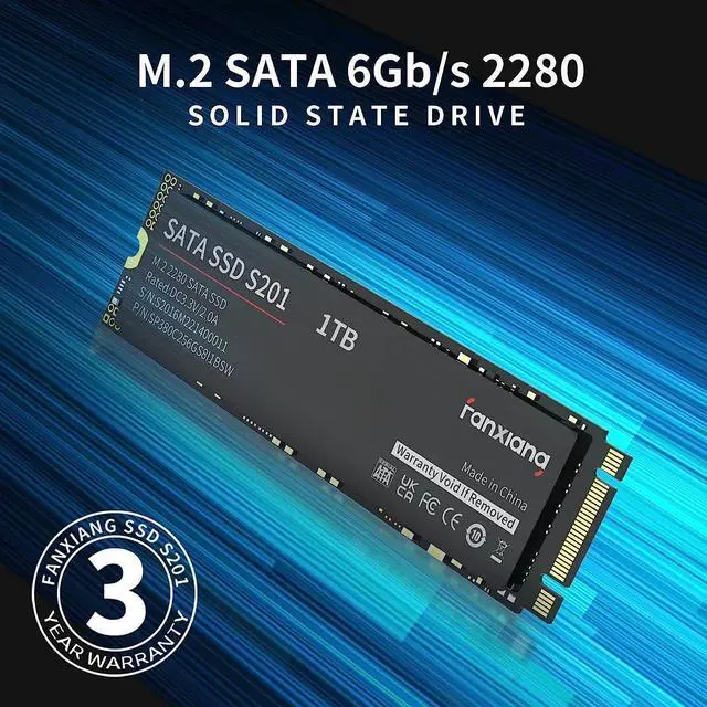 Alt view image 6 of 6 - Fanxiang M.2 2280 SATA III 3D NAND TLC SSD 128GB SATA Internal Solid State Drive, NGFF SSD Drive , Up to 550MB/s 6Gb/s, , Compatible with Laptop and PC Desktop