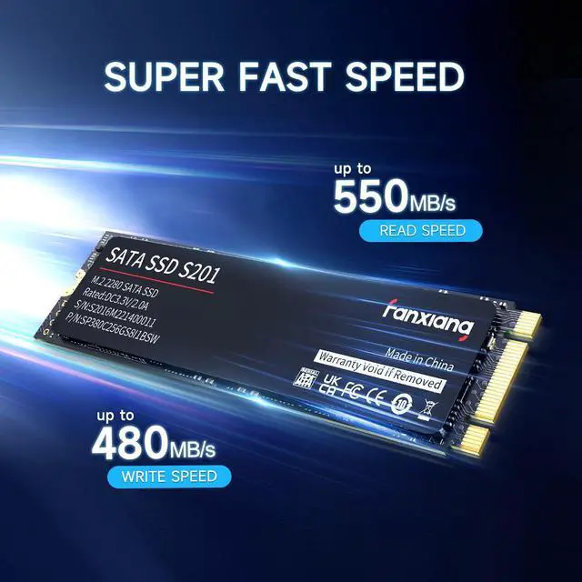 Alt view image 4 of 6 - Fanxiang M.2 2280 SATA III 3D NAND TLC SSD 128GB SATA Internal Solid State Drive, NGFF SSD Drive , Up to 550MB/s 6Gb/s, , Compatible with Laptop and PC Desktop