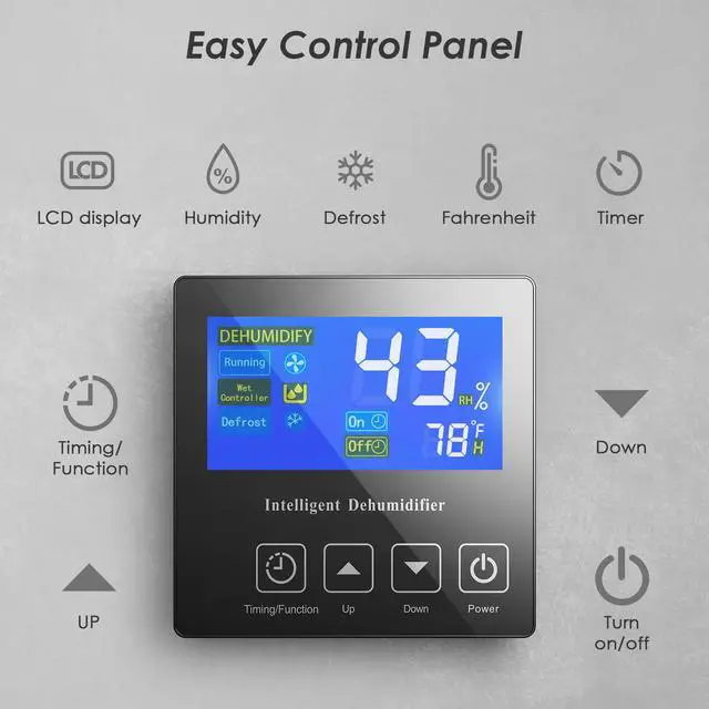 Alt view image 5 of 7 - ANDTE 145 Pints Commercial Dehumidifier, Crawl Space Dehumidifier for Basement with 6.56ft Drain Hose and 24 Hr Timer, Compact, Portable, Auto Defrost, Memory Starting