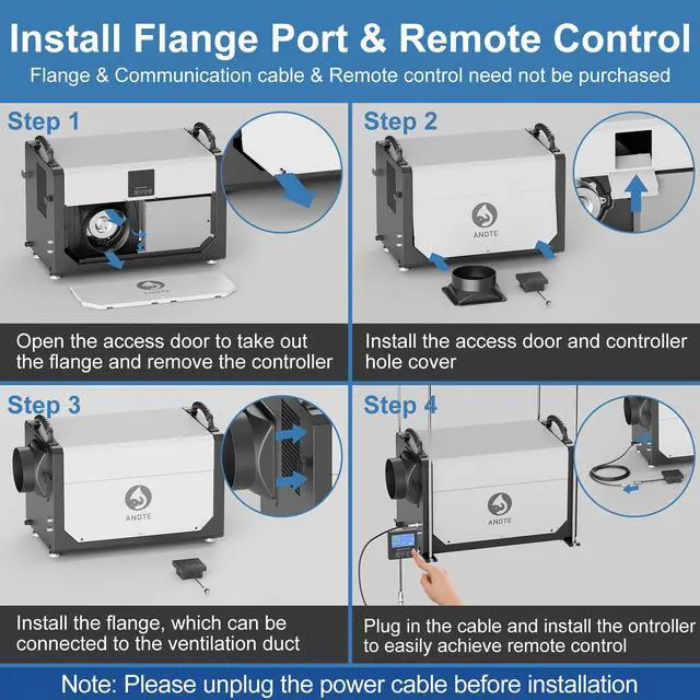 Alt view image 7 of 7 - ANDTE 145 Pints Commercial Dehumidifier, Crawl Space Dehumidifier for Basement with 6.56ft Drain Hose and 24 Hr Timer, Compact, Portable, Auto Defrost, Memory Starting