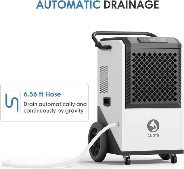 Alt view image 2 of 7 - ANDTE 250 Pints Commercial Dehumidifier, Crawl Space Dehumidifier for Basement, with 6.56ft Drain Hose and 24 Hr Timer, Spaces up to 8000 Sq ft, Auto Defrost