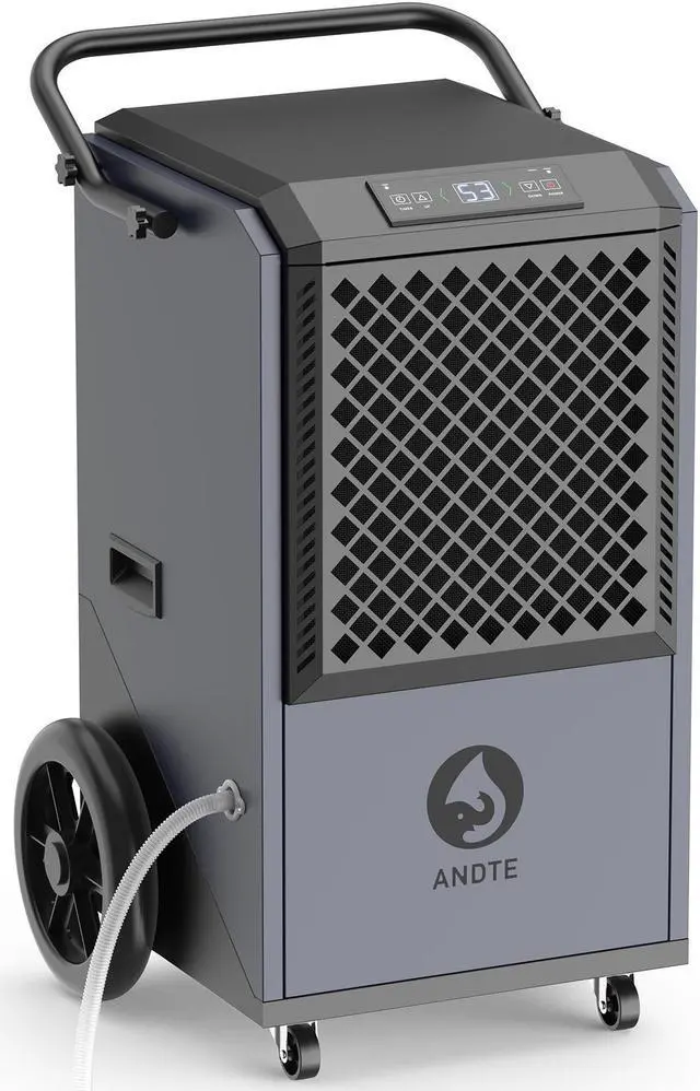 Alt view image 2 of 7 - ANDTE 305 Pints Commercial Dehumidifier, Crawl Space Dehumidifier for Basement with 6.56ft Drain Hose and 24 Hr Timer, Spaces up to 9000 Sq. Ft, Compact, Portable, Auto Defrost, Memory Starting