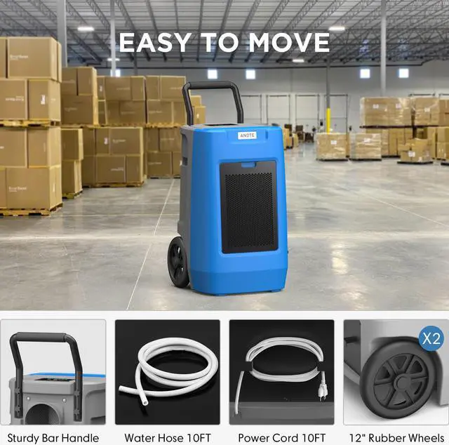 Alt view image 4 of 7 - ANDTE 190 Pints Commercial Dehumidifier with Built-in Drainage Pump, Blue
