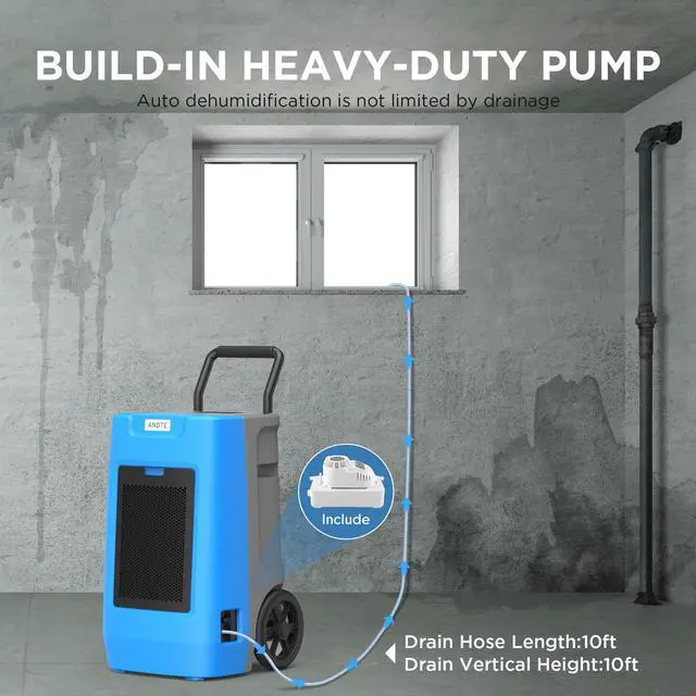 Alt view image 3 of 7 - ANDTE 190 Pints Commercial Dehumidifier with Built-in Drainage Pump, Blue