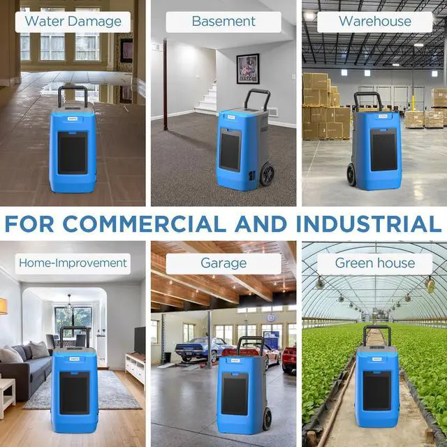 Alt view image 6 of 7 - ANDTE 190 Pints Commercial Dehumidifier with Built-in Drainage Pump, Blue