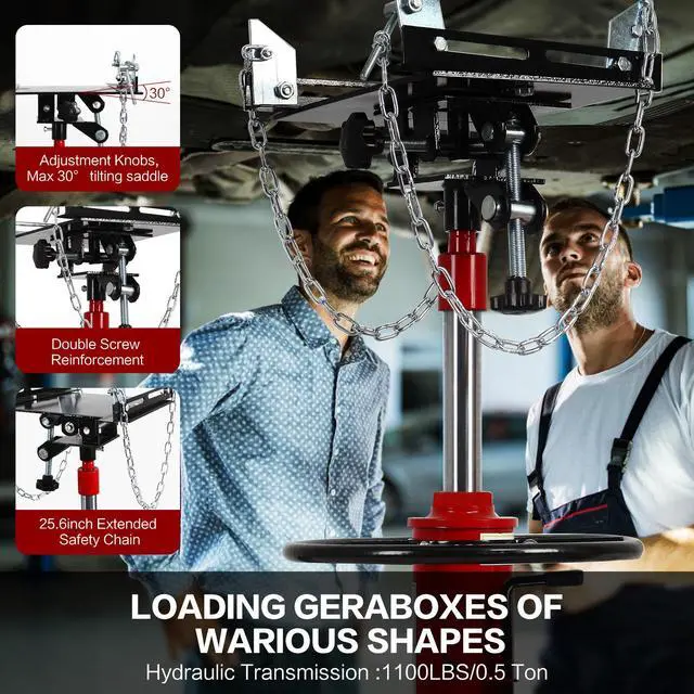 Alt view image 5 of 7 - Transmission Jack Heavy Duty Professional Hydraulic Transmission Jack High Lift 2 Stage Adjustable Telescoping 1/2 Ton Capacity Tack Adapter for Floor Jack Car Lift with Foot Pedal