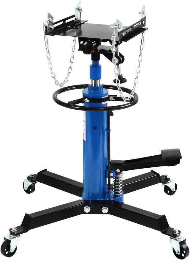 Alt view image 2 of 7 - Transmission Jack Heavy Duty Professional Hydraulic Transmission Jack High Lift 2 Stage Adjustable Telescoping 1/2 Ton Capacity Tack Adapter for Floor Jack Car Lift with Foot Pedal (Blue)