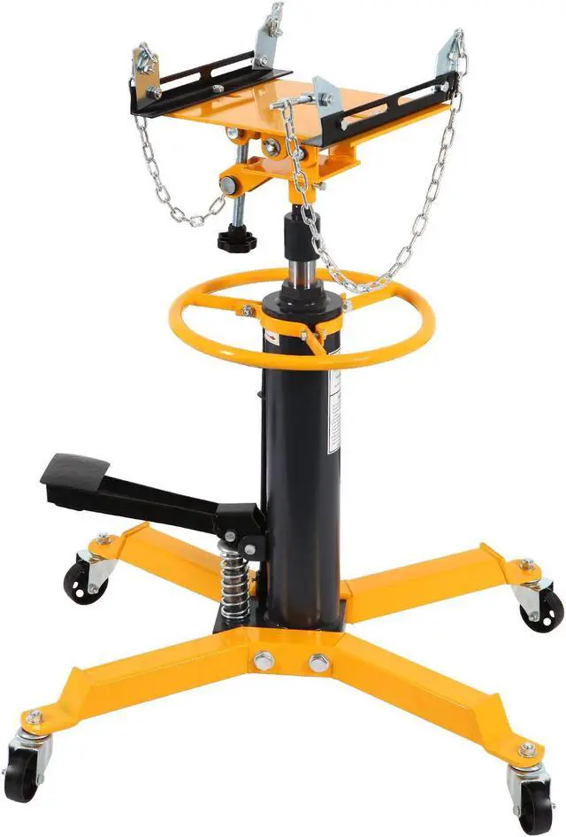 Main image of Transmission Jack Heavy Duty Professional Hydraulic Transmission Jack High Lift 2 Stage Adjustable Telescoping 1/2 Ton Capacity Tack Adapter for Floor Jack Car Lift with Foot Pedal (Yellow)