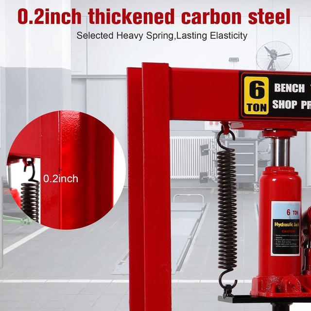 Alt view image 6 of 7 - Hydraulic Press 12 Ton Hydraulic Shop Press H-Frame Garage Floor Adjustable Shop Press with Plates Adjustable Working Table Height
