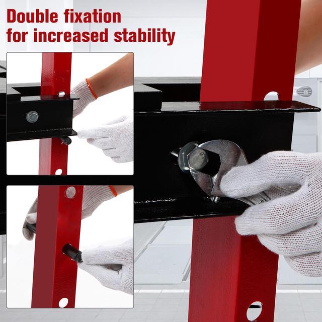 Alt view image 7 of 7 - Hydraulic Press 12 Ton Hydraulic Shop Press H-Frame Garage Floor Adjustable Shop Press with Plates Adjustable Working Table Height