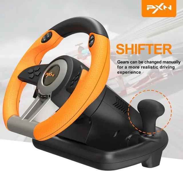 Alt view image 3 of 6 - PXN Racing Wheel - Gaming Steering Wheel for PC, V3II 180 Degree Driving Wheel Volante PC Universal Usb Car Racing with Pedal for PS4, PC, PS3,Xbox Series X|S, Xbox One Orange