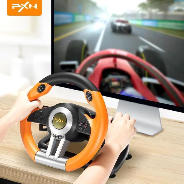 Alt view image 6 of 6 - PXN Racing Wheel - Gaming Steering Wheel for PC, V3II 180 Degree Driving Wheel Volante PC Universal Usb Car Racing with Pedal for PS4, PC, PS3,Xbox Series X|S, Xbox One Orange