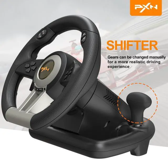 Alt view image 3 of 7 - PXN Racing Wheel - Gaming Steering Wheel for PC, V3II 180 Degree Driving Wheel Volante PC Universal Usb Car Racing with Pedal for PS4, PC, PS3,Xbox Series X|S, Xbox One