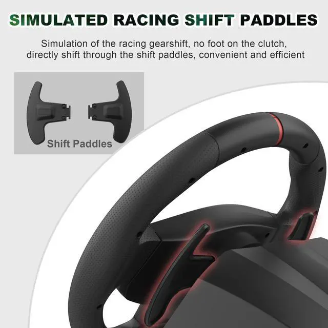 Alt view image 5 of 7 - PXN PC Racing Wheel Steering Wheel V900 Driving Simulator 270°/900° Rotation christmas gift Gaming Steering Wheel with Pedals for PC,PS4,PS3,Xbox Series X|S, Xbox One
