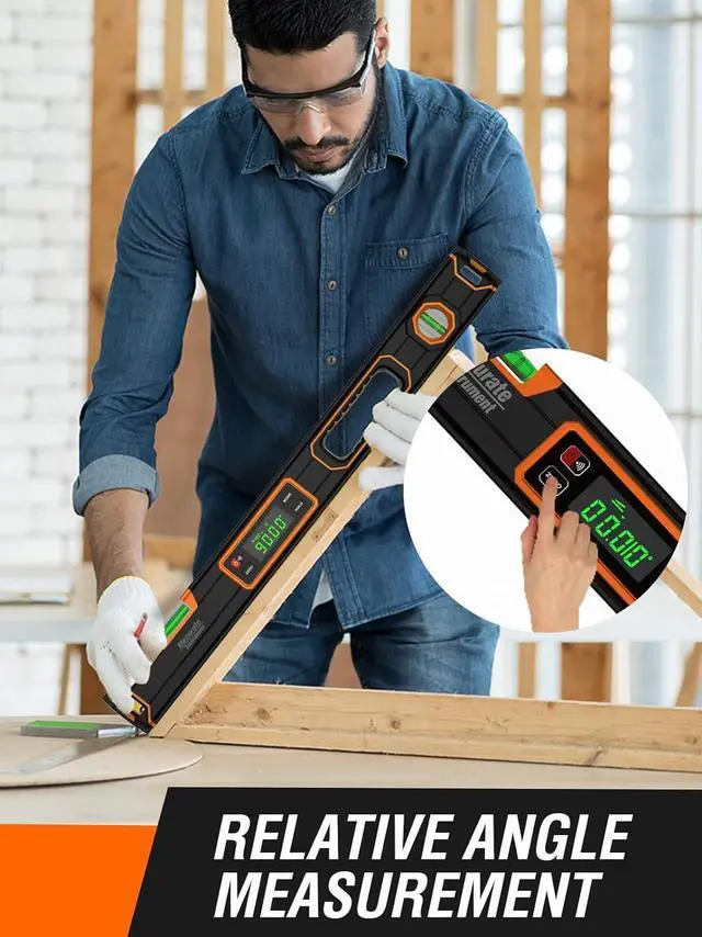 Alt view image 4 of 6 - 24-Inch Digital Level, Professional Smart Precision Torpedo Level Tool, Bright LCD Display, Audible Alerts, Magnetic Bottom, Dust Water Resistant, with Carrying Case