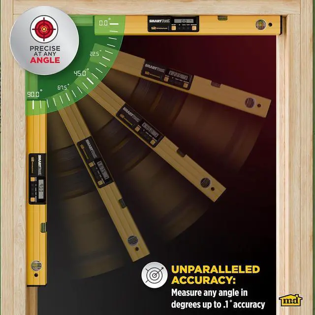 Alt view image 3 of 7 - 92296 SMARTTOOL® 48 Inch Digital Level: Precision Measurement with LCD Screen, Audible Alerts, Water Resistance, High Visibility, and Heavy-Duty Aluminum Frame