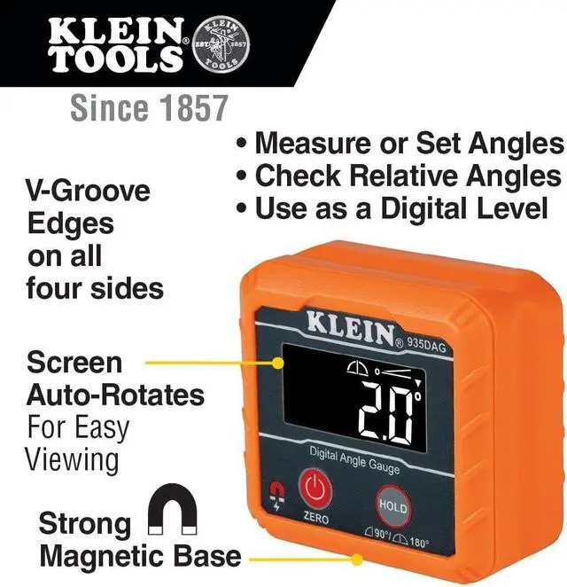 Alt view image 6 of 7 - Klein Tools AEPJS2 Bluetooth Speaker with Magnetic Strip and Hook, Rechargeable & 935DAG Digital Electronic Level and Angle Gauge, Measures 0-90 and 0-180 Degree Ranges