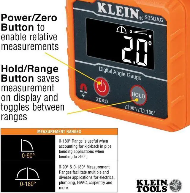 Alt view image 7 of 7 - Klein Tools AEPJS2 Bluetooth Speaker with Magnetic Strip and Hook, Rechargeable & 935DAG Digital Electronic Level and Angle Gauge, Measures 0-90 and 0-180 Degree Ranges