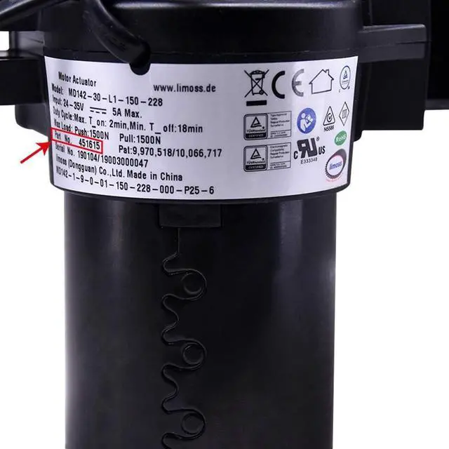 Alt view image 2 of 5 - 451615 Model MD142-30-L1-150-228 Power Recliner Lift Chairs Motor Actuator Replacement