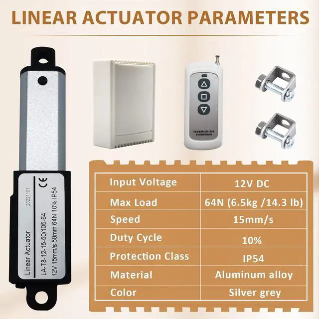 Alt view image 3 of 7 - 12V DC Mini Linear Actuator w/Wireless Remote Control, 2" Stroke