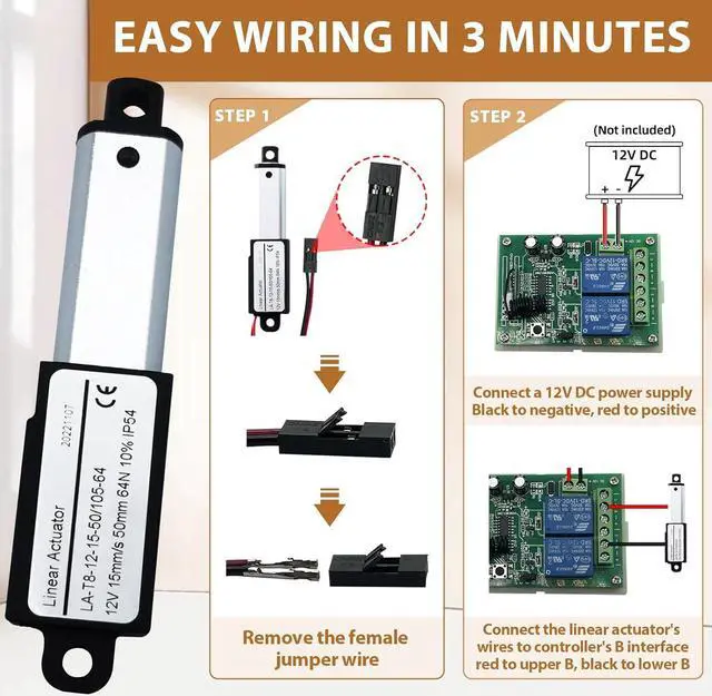 Alt view image 5 of 7 - 12V DC Mini Linear Actuator w/Wireless Remote Control, 2" Stroke