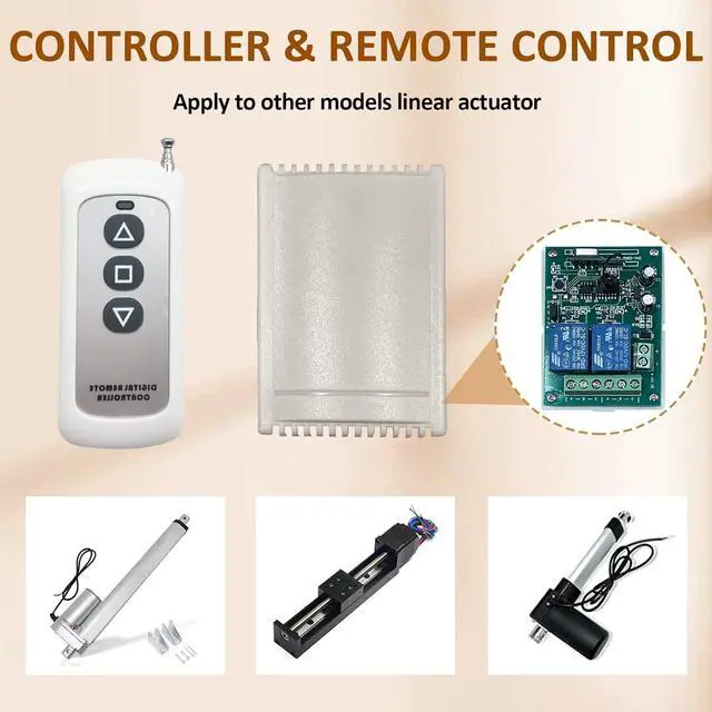 Alt view image 7 of 7 - 12V DC Mini Linear Actuator w/Wireless Remote Control, 2" Stroke