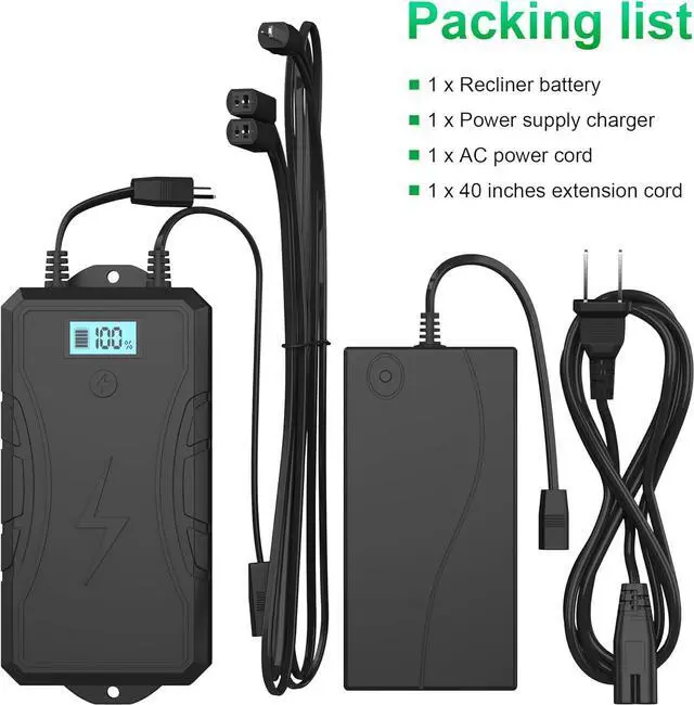 Alt view image 2 of 7 - 2500mAh Battery Pack for Reclining Furniture Universal Wireless Recliner Battery Pack Charger for Electric Recliner, Sofas, Lift Chairs, Couch Suitable for 2-Pin Connection