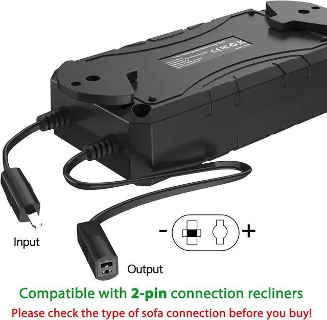 Alt view image 3 of 7 - 2500mAh Battery Pack for Reclining Furniture Universal Wireless Recliner Battery Pack Charger for Electric Recliner, Sofas, Lift Chairs, Couch Suitable for 2-Pin Connection